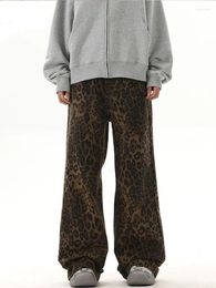 Women's Jeans Leopard Print Y2k Women Leg Oversized Wide Denim Korean Fashion Loose Trousers Vintage Hip Hop Baggy Designer