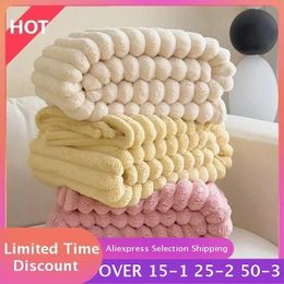 Ins Simple Flannel Blanket Solid Colour Fluffy Blankets Sofa Spring Warm Bed Cover Aeroplane Bedroom Decor Christmas Blanket 240326