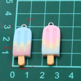 10PCS 12X32MM Mix Gradient Color Small Ice Cream Charms Resin Simulated Food Pendant For Making Jewelry DIY Earings Decoration