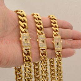 New Bracelet Necklace Choker 18k Gold Jewellery Cuban Link Chain Miami 6mm 8mm 10mm 12mm 14mm