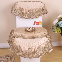 Pillow European Embroidery U-shaped Toilet Three-pieces Seat Fabric Lace Bathroom Cover Trap