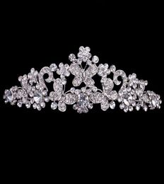 Cheap but High Quality Silver Rhinestone Butterfly Pageant Tiara Crown Bridal Hair Accessories Party Princess Queen Headpieces 8649658