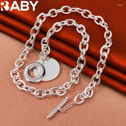 Chains URBABY 925 Sterling Silver Round OT Buckle Chain Necklace For Women Men Charms Wedding Engagement Party Fashion Jewellery Gift