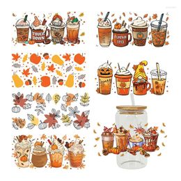 Window Stickers UV DTF Transfer Sticker Thanksgiving Pumpkin For The 16oz Libbey Glasses Wraps Bottles Cup Can DIY Waterproof Custom
