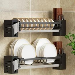 Kitchen Storage Stainless Steel Bowl Wall Dish Drainer Rack Plate Drying Tray Organiser Hanging Holder Refrigerator