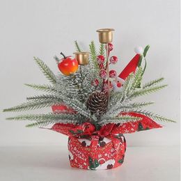 Candle Holders Christmas Decorative Ornament Creative Artificial Flowel Candlestick Decoration Red Fruit Simulation Wreath Candleholder