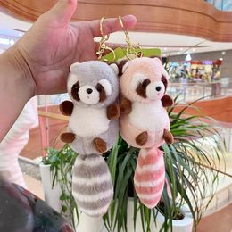 raccoon plush pendant soft key chain boys and girls bag accessories doll machine doll christmase birthday gift plush toy 240401