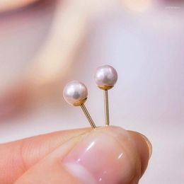 Stud Earrings Classic Cute Minimalist 18K Gold Versatile For Women Elegant Tiny Lustrous Pearl Jewellery Party