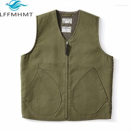 Men's Vests Winter Fall Fashion High Quality Solid Color V-neck Thicken Fleece Warm Vest Navy Style Khaki Wool Basical Waistcoats Male