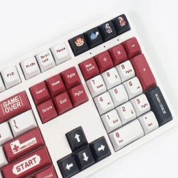 134 Keys Retro FC Red and White Machine Theme Cap Pixel XDA Profile Ball Caps Mechanical Keyboard PBT Customized DIY Keycaps