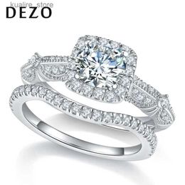 Cluster Rings DEZO Moissanite Wedding Rings Set For Woman Total 1.53ctw Vintage Solid 925 Silver Engagement Ring VVS1 D Color GRA Certificate L240402