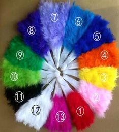 Colourful Feather Fans Wedding Showgirl Dance Folding Hand Feather Fan Bridal Accessories6346034