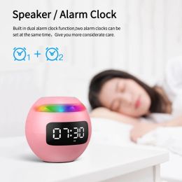 New Clock Colourful Night Lights Bluetooth Speaker Mini Portable Home Bluetooth Speaker With LED Display TF Card MP3 USB Charging