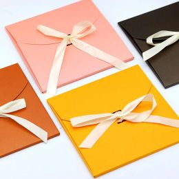 Envelopes (10 Pieces/Lot)17x17cm Ribbon Envelope Panties Packing Box Envelope Color Thickened Silk Scarf Bow Pearl Paper Envelope Packages