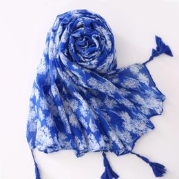Scarves Fashion Print Warm Beach Towel Female Style Muslim Headscarf The Four Seasons Windproof Bandanna 180 85cm Tassels Shawls