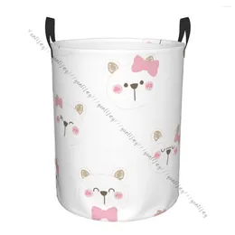 Laundry Bags Basket Storage Bag Waterproof Foldable Cute Cartoon Bear Face Dirty Clothes Sundries Hamper Home Supplies