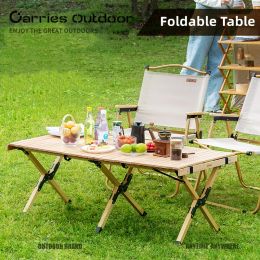 Furnishings Camping Folding Wood Table Portable Outdoor Indoor Allpurpose Foldable Picnic Table Cake Roll Wooden Table in A Bag for Picnic