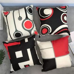 Pillow Now Black Red Geometric Linen Cover For Car Living Room Sofa Bedroom Home Decor 40x40 45x45 50x50 60x60 Pillowcase