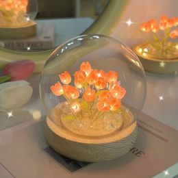 Tools Led Artificial Flowers Nightlight Unfinished Handmade Tulips Flowers Lamp Making Kits Ornament Birthday Gifts for Holiday