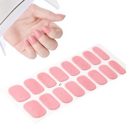 Semi Cured Gel Nail Strips Patch Sliders Waterproof Solid Color Self Adhesive Full Cover Nail Wraps Nail Polish Stickers Decals