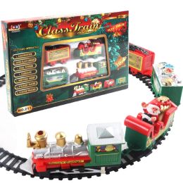 Santa Claus Electric Train Set Toy Rail Car Mini Railway Train Track Frame Christmas Tree Decors Kid Toys New Year Xmas Gift DIY