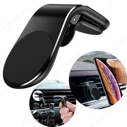 L Type Magnetic Car Phone Holder Air Vent Clip Mobile Phone Stand Mount for iPhone Samsung Huawei LG GPS Universal with retail package