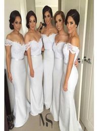 Sexy Off the Shoulder Long Lace Bridemaids Dresses Mermaid Formal Evening Gowns Wedding Party Dresses for Bridesmaid Short Sleeves4521781