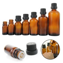 Bottles 20pcs 5ml/10ml/15ml/20ml/30ml/50ml/100ml Amber Glass Dropper Bottles Essential Oil Liquid Aromath Pipette Vials Containers Brown