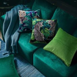 Pillow American Style Printed Velvet Animal Leopard Painting Cover Green Home Decoration Party Car Bedding Sofa