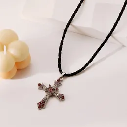 Pendant Necklaces Vintage Cross Necklace For Women Men Black Rope Choker Grunge Jewelry Accessories Gothic Male Female