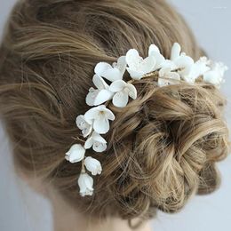 Hair Clips Clay Floral Bridal Comb Handmade Headpiece Rhinestone Vine Wedding Jewelry Arrival