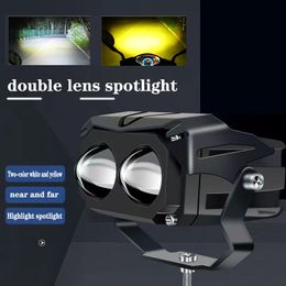 Dubbel lins Motorcykel LED Spotlight Electric Vehicle Paving Batterilins strålkastare Extern Super Bright Strong Light