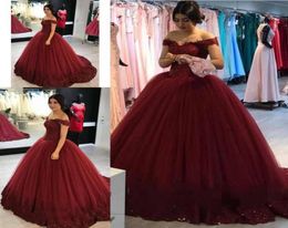 Elegant Off The Shoulder Quinceanera Dresses Ball Gown Capped Sleeves Princess Saudi Cheap Quinceanera Dresses Custom Made5901936