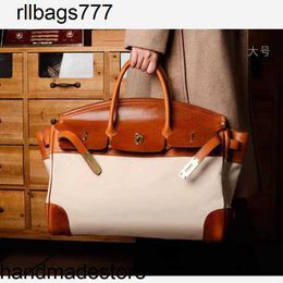 Handmade Bk Bag Bags Platinum 50 American Canvas with Top Layer Cowhide Vegetable Tanned Fashion Bag Women's Handbag Casual Men's Shoulder