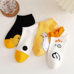 Women Socks Summer Funny Cartoon Cute Duck Thin Cotton Boat Fashions Lovely Woman Shallow Mouth And Low Side Sock