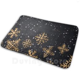 Carpets Golden Snowflakes Soft Non-Slip Mat Rug Carpet Cushion Winter Christmas Party Flakes Snow Stars