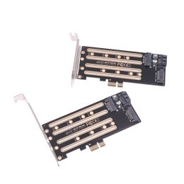 1pc Add On Cards NVMe M.2 SSD To PCIe 3.0 4.0 x4, SATA M.2 SSD To SATA dual-purpose Adapter With Bracket PCIE to M2/M.2 Adapter