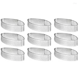 Baking Tools ABSF 9 Pack Stainless Steel Tart Ring Heat-Resistant Perforated Cake Mousse Molds Circle Cutter Pie