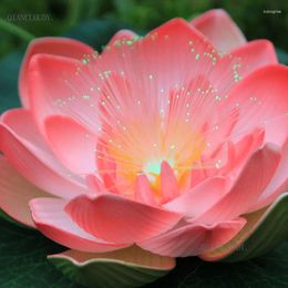 Decorative Flowers Pink Lotus Color Led Night Light Artificial Waterproof Optic Fibre Floating Flower Heads Lily Wedding Party Decoration