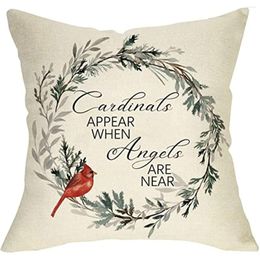 Pillow Red Bird Throw Cover 16 X Sofa Couch Cardinals Appear When Angels Are Near Quote Farmhouse Christian Wreath