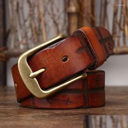 Belts 3.8Cm Pure Cowe High Quality Genuine Leather For Men Strap Male Brass Buckle Jeans Cowboy Luxury Designer Waistband Drop Delive Dhlrz