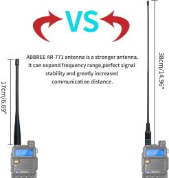 ABBREE AR 771 SMA Female Antenna Dual Band 144/430MHz for Baofeng UV 5R S9PLUS UV 13 21Pro Quansheng UV K5 Walkie Talkie NA771