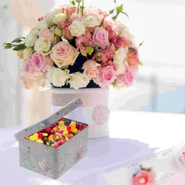 Storage Bottles Square Tinplate Candy Box Floral Cookie Tins Empty Tin Jars Airtight Metal Gift Kitchen Containers For Party
