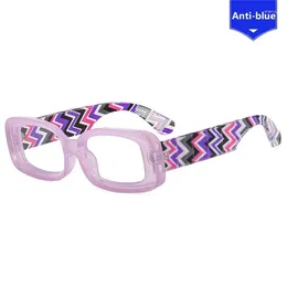 Sunglasses Frames 2024 Square Frame Anti-blue Light Women Eyeglasses Stripes Colour Contrast Street Shooting Flat Mirror Cross-trend Glasses