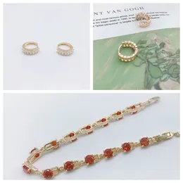Necklace Earrings Set Crystal Zircon Wedding Party Jewellery Bracelet 3 Pcs Sets 18k Gold Jewellery