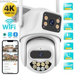 Other CCTV Cameras WIFI IP Camera 4K 8MP Dual Lens Security PTZ Camera 4MP HD Dual Screen Outdoor AI Auto Tracking CCTV Surveillance Camera iCSee Y240404