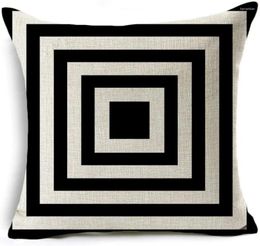 Pillow Modern Geometric Style Throw Pillowcase Black And Beige Stripes Cotton Linen Square Home Decoration Cover Nordic