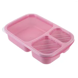 Dinnerware Bento Box Lunch Container Portable 3-compartment Snack Storage Fruit