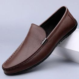 Casual Shoes 2024 Handmade Mens Genuine Leather Men Loafers Comfy Moccasins All-match Driving Shoe