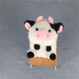 Keychains 9CM Small Animal Cow Plush Key Chain Accessory Pendant Ring